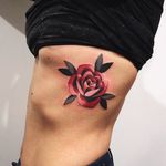 Rose tattoo by Denis Marakhin #rose #flower #red #grey #black #DenisMarakhin