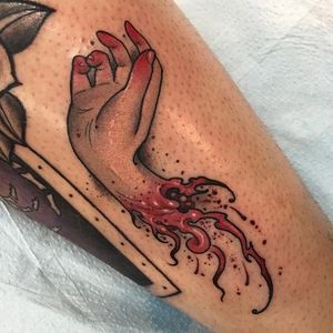 Severed Hand Tattoo by Zach Black #neotraditional #neotraditionaltattoo #japanese #japanesetattoo #gruesometattoos #ZachBlack