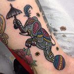 Circus Elephant Tattoo by Paul King #circuselephant #circus #elephant #traditional #PaulKing