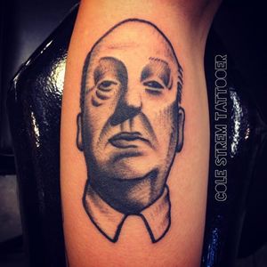 Simple Hitchcock's face design, by Cole Strem #ColeStrem #filmdirectorstattoo #Hitchcocktattoos