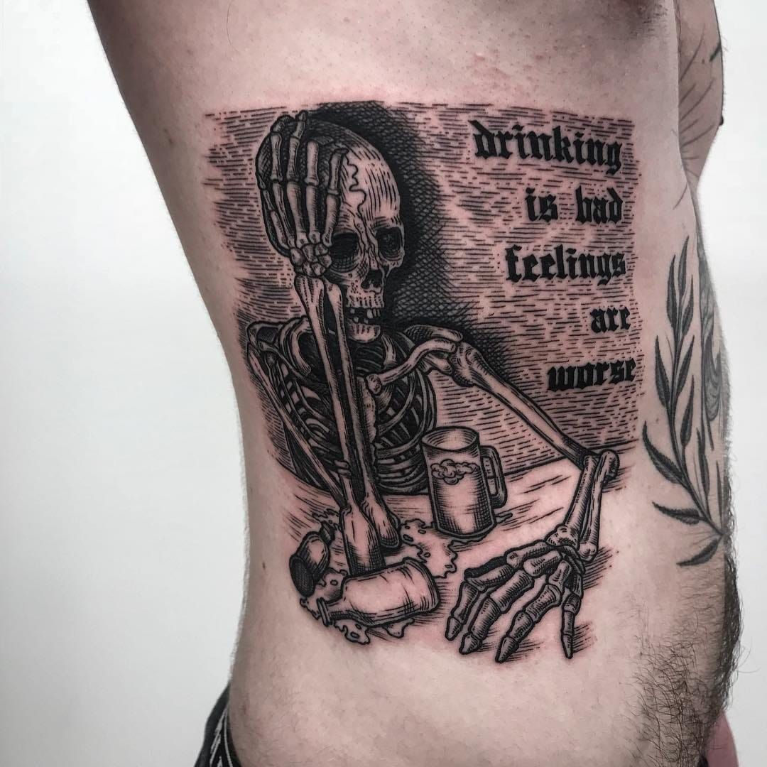 Skull Drinking Tattoo by daniel666krieg on DeviantArt  Meaningful tattoos Beer  tattoos Skull tattoos