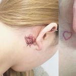 Floral behind-the-ear tattoo by Tattooist Flower. #TattooistFlower #flower #floral #microtattoo #fineline #subtle #micro #tiny #feminine #girly #behindtheear #trend #southkorean