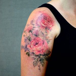 Beautiful pink flower tattoo by Pete Zebley #PeteZebley #flower #flowers #realism #photorealism #realistic #pink