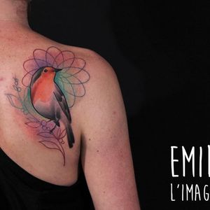 Tattoo by Emilie B. #robin #bird #EmilieB #watercolor #graphic