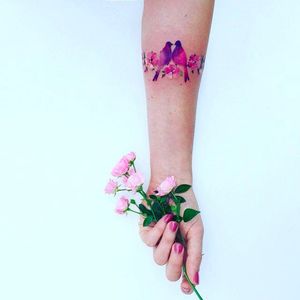 Birds and Blossoms Tattoo by Pis Saro @Pissaro_tattoo #PisSaro #PisSaroTattoo #Nature #Watercolor #Naturetattoo #Watercolortattoo #Botanical #Botanicaltattoo #Crimea #Russia #Bird #Blossoms