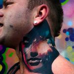 Dreamy neck tattoo done by Craig Cardwell. #CraigCardwell #surreal #painterly #face #woman #galaxy