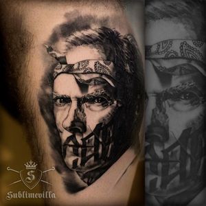 Clint Eastwood tattoo by Christian Boye Larsen #ChristianBoyeLarsen #chicano #realistic #blackandgrey #gangsta #portrait #ClintEastwood