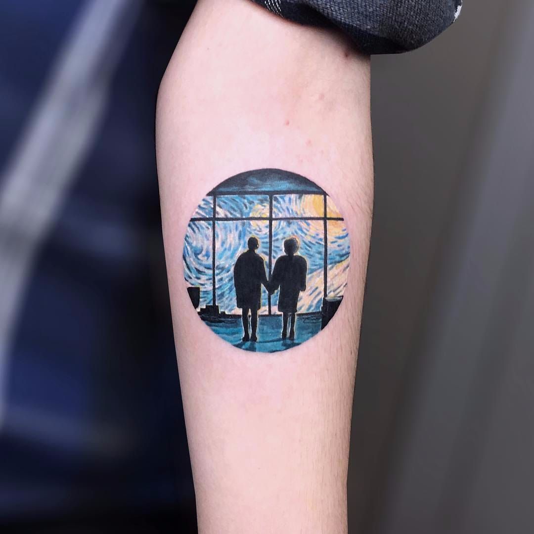The Truman show inspired tattoo behind the right ear