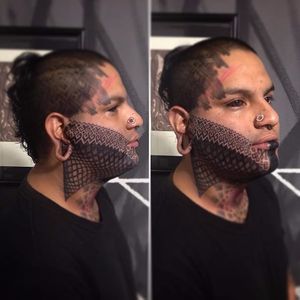 Bold face tattoo by Luis Jade #LuisJade #pattern #geometric #graphic #abstract #ornamental