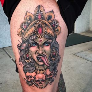 Kali-inspired tattoo. #JustinHarris #neotraditional #sinister #kali #woman