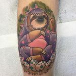 Sloth Tattoo by Ashley Luka #sloth #slothtattoo #neotraditional #neotraditionaltattoo #neotraditionaltattoos #colorfultattoos #brighttattoos #AshleyLuka