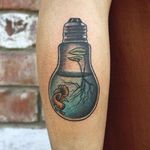 Goldfish Light Bulb Tattoo by Shirmaine Anne #lightbulb #goldfish #ShirmaineAnne