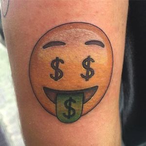 Smiley dollar sign tongue by Morena Rocchegiani (via IG -- morena.rocchegiani) #MorenaRocchegiani #emoji #emojitattoo