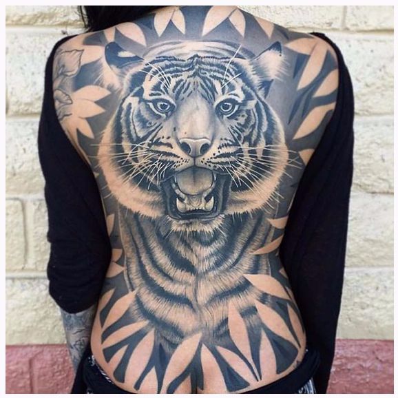 Tiger Back Tattoos For Men