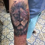 Lindo leão com formas geométricas por Felipe Cruz! #FelipeCruz #felipecruzztattoo #tatuadoresbrasileiros #geometry #lion #liontattoo #leao #leaotattoo