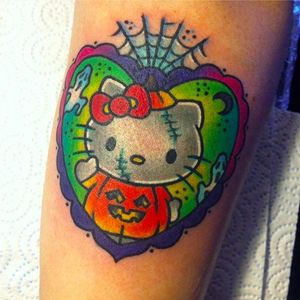 Halloween Hello kitty tattoo by @roxyryder #roxyryder #hellokitty #halloween #Alchemytattoostudio #UK