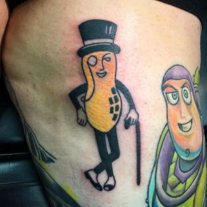 Mr Peanut tattoo by Anthony G. #peanut #mrpeanut #traditional #gapfiller #AnthonyG
