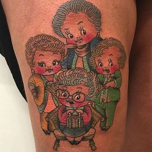 Thank You For Being A Friend by Stacey Martin (via IG-staceymartintattoos) #traditional #kewpie #color #adorable #staceymartin #oldschool