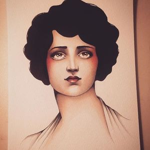 Doe-eyed via instagram pain1666 #flashart #1920s #woman #portrait #flashfriday #artshare #diegodelfino