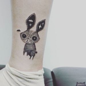 Rabbit Tattoo by Panakota #AnimalTattoos #AnimalTattoo #IllustrativeTattoos #IllustrativeTattoo #GraphicTattoo #AbstractTattoo #Panakota