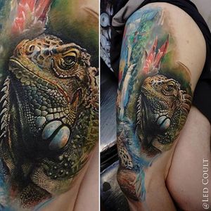 Iguana Tattoo by Led Coult #iguana #iguanatattoo #lizardtattoo #lizardtattoos #reptiletattoo #reptiletattoos #reptile #lizard #realisticlizardtattoo #realisticiguana #LedCoult