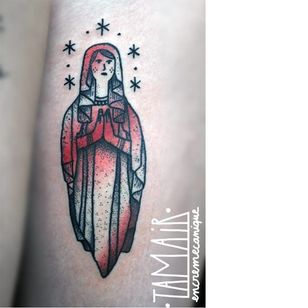 Tatuaje de la Virgen María #Tamair #ilustrativo #colorido #psicodélico #girlmarie