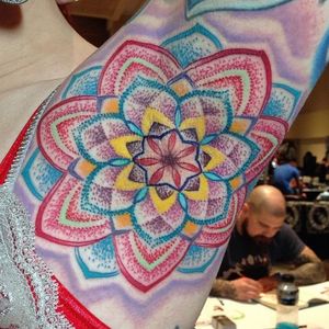 Colourful armpit flower mandala by Brian Geckle #BrianGeckle #mandala #colour #flower #flowermandala #dotwork