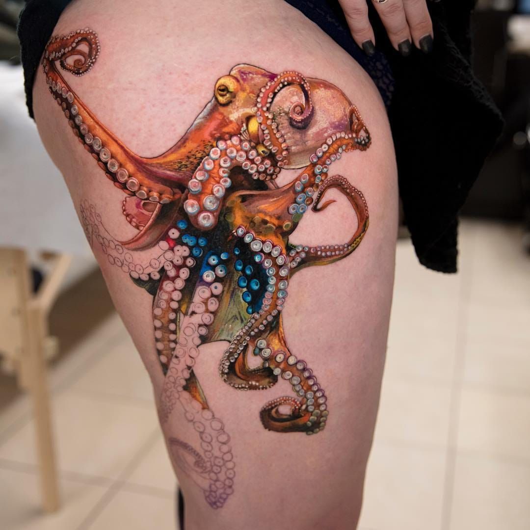 Tattoo uploaded by Tattoodo  Wip Octopus tattoo by Mikhail Anderson  MikhailAnderson octopustattoos color realism realistic hyperrealism  ocean oceanlife tentacles animal tattoooftheday  Tattoodo