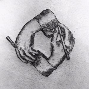 M.C. Escher inspired tattoo by Sol Tattoo #Sol #escher #geometric #art #hands