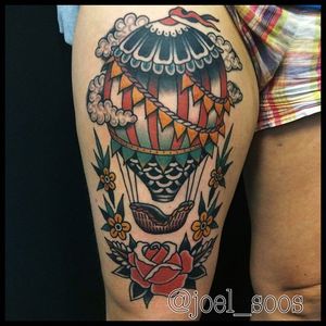 Traditional one by Joel Soos #hotairballoontattoo #JoelSoos #traditionaltattoo