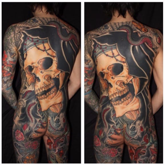 Arm Skull Tattoo by Dirty Roses