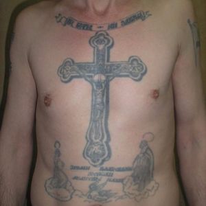 Photo by Mark Bullen of a Russian prisoner with tattoos. #books #history #MarkBullen #prisontattoos #Russian