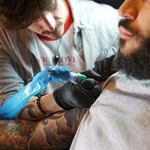 Tattooing at Hustler's. #HustlersParlor