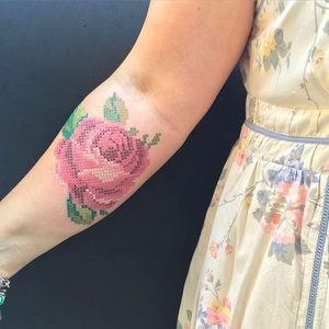 Intricate and Sophisticated Rose Tattoo by Eva #stitch #crossstitch #style #eva #rose