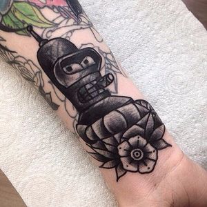 Blast over tattoo by Tim Church. #blackwork #blastover