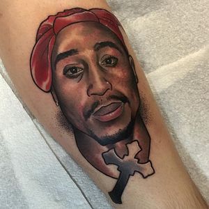 Tupac Tattoo by Brenden Jones #Tupac #NeoTraditional #NeoTraditionalPortrait #Portrait #PopCulture #BrendenJones