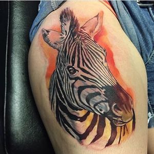 Styled realism zebra tattoo by Josh Bodwell. #neotraditional #styledrealism #zebra #JoshBodwell