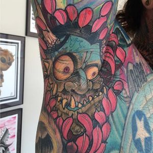 Hannya Mask armpit tattoo by Jayson Jam. #armpit #pain #hannyamask