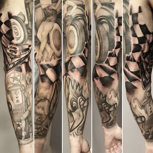 32 Car theme ideas in 2023  mechanic tattoo sleeve tattoos car themes