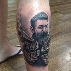 Ned Kelly Tattoo by Nikz Tattoo Bali #NedKelly #NedKellyTattoo #OutlawTattoo #FolkloreTattoos #AustralianTattoos #NikzTattooBali