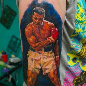 Muhammad Ali Tattoo by Robert Kelley @Bob_The_Butcher1 #RobertKelley #MuhammadAli #MuhammadAliTattoo #CassiusMarcellusClay #CassiusClayTattoo #Tribute #GOAT #TheGreatest #Boxing #Champion