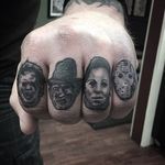 Mini horror inspired knuckle tattoos by Shane Murphy. #blackandgrey #realism #miniature #knuckle #horror #Leatherface #FreddyKrueger #MichaelMyers #JasonVoorhees #ShaneMurphy