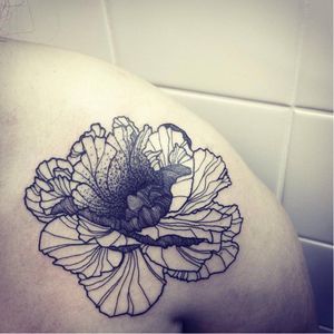 Blackwork flower by GueT Deep #GueTDeep #blackwork #dotwork #flower