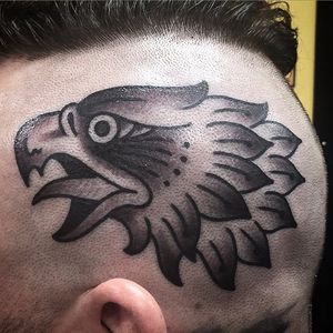 Eagle Head Tattoo by Ryan Buttar #EagleHead #EagleTattoo #TraditionalEagle #Traditional #RyanButtar