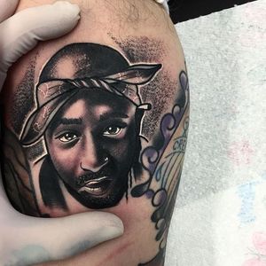 Tupac Tattoo by Gibbo #tupac #portrait #miniatureportrait #hiphop #music #popculture #miniature #Gibbo
