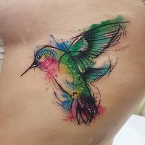 Watercolour hummingbird tattoo by Josie Sexton #JosieSexton #bird #hummingbird #watercolour #sketch (Photo: IG-josiesexton)