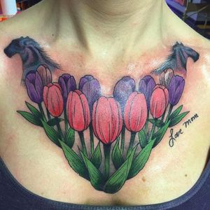 Tulip chestpiece by Joweone (via IG -- joweone) #joweone #tulips #horses