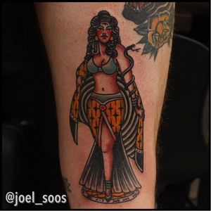 Belly dancer tattoo by Joel Soos #bellydancertattoo #JoelSoos #traditionaltattoo