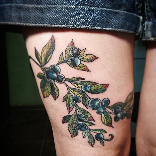 My first and only Custom blueberry branch by Johnny V at Hartford County  Tattoo in Bristol CT  rtattoos