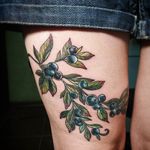 Blueberry branch thigh piece by Nikita Shpak. #fruit #blueberry #botanical #flora #NikitaShpak